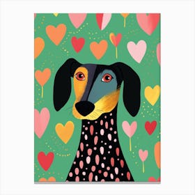 Abstract Cute Heart & Dog Line Illustration 4 Canvas Print