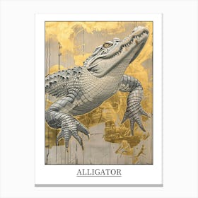 Alligator Precisionist Illustration 4 Poster Canvas Print