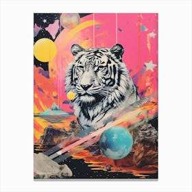 Tiger Retro Space Collage 4 Canvas Print