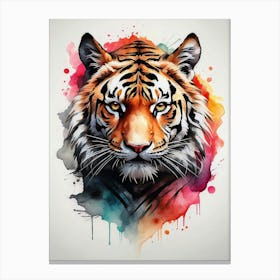 Tiger Watercolor Painting Canvas Print