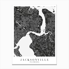 Jacksonville Florida Minimal Black Mono Street Map Canvas Print