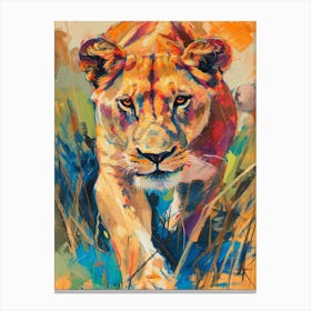 Southwest African Lioness On The Prowl Fauvist Painting 3 Canvas Print