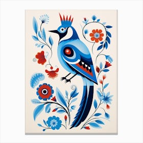 Scandinavian Bird Illustration Blue Jay 1 Canvas Print