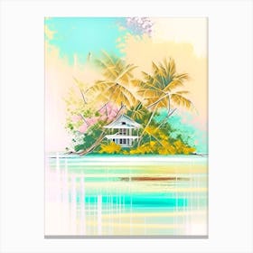 Ambergris Caye Belize Watercolour Pastel Tropical Destination Canvas Print