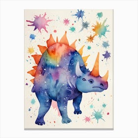 Triceratops Watercolor Painting Canvas Print