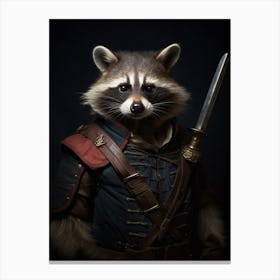 Vintage Portrait Of A Raccoon Dressed As A Knight 2 Canvas Print