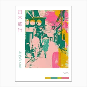 Nara Japan Retro Duotone Silkscreen Poster 4 Canvas Print