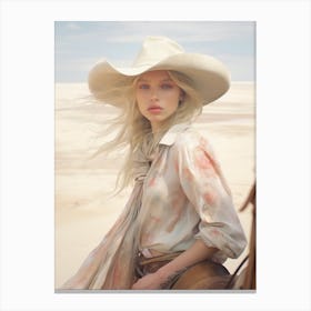 Cowgirl On Beach 1 Canvas Print