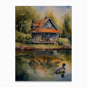 House By The Lake Wall Art Above Tv Canvas Print
