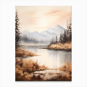 Lake In The Woods In Autumn, Painting 15 Canvas Print