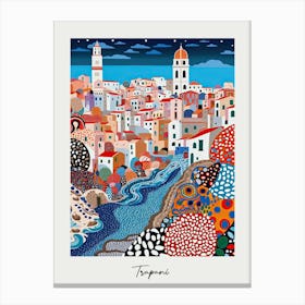 Poster Of Trapani, Italy, Illustration In The Style Of Pop Art 4 Canvas Print