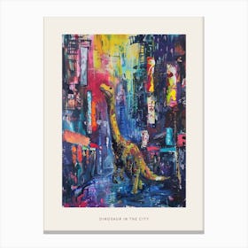 Colourful Dinosaur Cityscape Painting 5 Poster Canvas Print