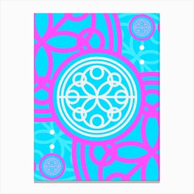 Geometric Glyph in White and Bubblegum Pink and Candy Blue n.0003 Canvas Print
