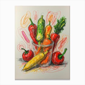 Colorful Vegetables In A Glass Canvas Print