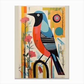 Colourful Scandi Bird Robin 3 Canvas Print