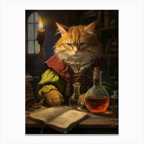 Alchemist Cat With Potions 4 Canvas Print