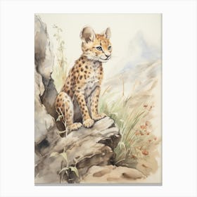 Storybook Animal Watercolour Cheetah 2 Canvas Print