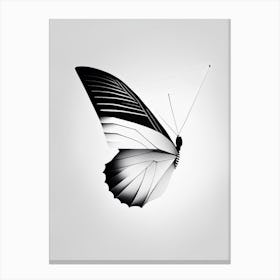 Butterfly Flying In Sky Black & White Geometric 1 Canvas Print