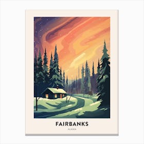 Vintage Winter Travel Poster Fairbanks Alaska 1 Canvas Print