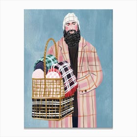 Man With A Basket Canvas Print