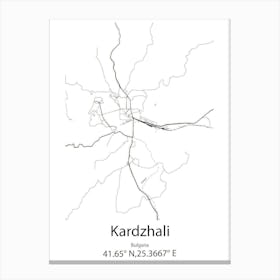 Kardzhali,Bulgaria Minimalist Map Canvas Print