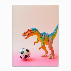 Toy Dinosaur Playing Football 3 Canvas Print