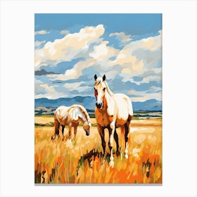 Horses Painting In Big Sky Montana, Usa 3 Canvas Print