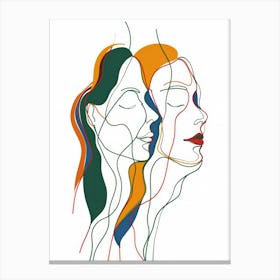 Abstract Women Faces In Line 9 Canvas Print