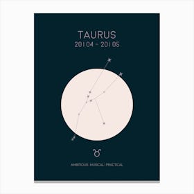Taurus Star Sign In Dark Canvas Print