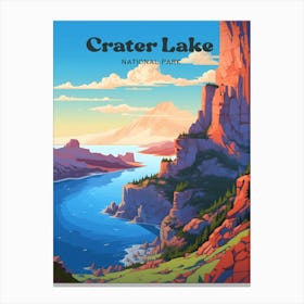 Crater Lake National Park Outdoors Modern Travel Art Canvas Print