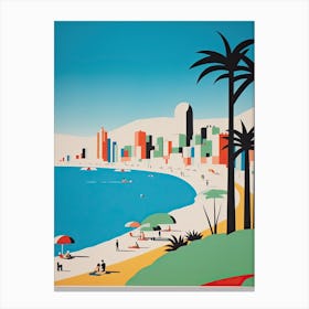 Copacabana Beach, Brazil, Bold Outlines 4 Canvas Print