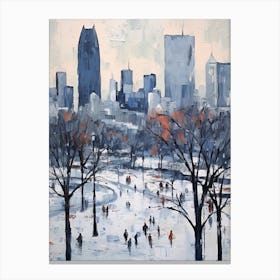 Winter City Park Painting Millennium Park Chicago 3 Canvas Print