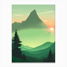 Misty Mountains Vertical Composition In Green Tone 93 Canvas Print