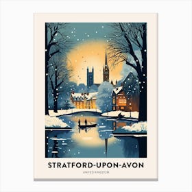 Winter Night  Travel Poster Stratford Upon Avon United Kingdom 1 Canvas Print