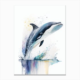 Northern Right Whale Dolphin Storybook Watercolour  (2) Canvas Print