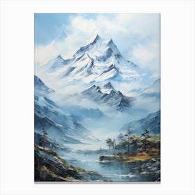Blue Abstract Mountain Landscape #2 Canvas Print
