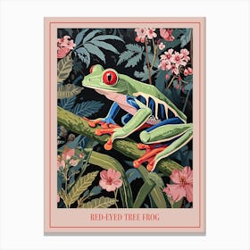 Floral Animal Painting Red Eyed Tree Frog 3 Poster Canvas Print