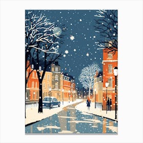 Winter Travel Night Illustration Windsor United Kingdom 2 Canvas Print