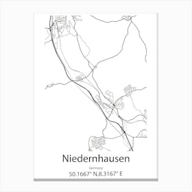 Niedernhausen,Germany Minimalist Map Canvas Print