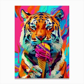 Tiger Eating Ice Cream Canvas Print