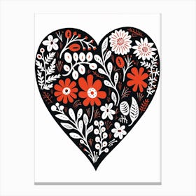 Floral Folky Heart 2 Canvas Print