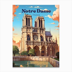 Notre Dame France Cathedral Travel Illustration Canvas Print