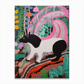 Maximalist Animal Painting Skunk Canvas Print