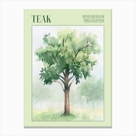 Teak Tree Atmospheric Watercolour Painting 3 Poster Canvas Print