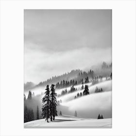 Pitztal, Austria Black And White Skiing Poster Canvas Print