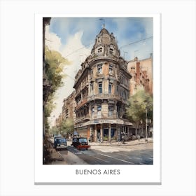 Buenos Aires Watercolor 3 Travel Poster Canvas Print