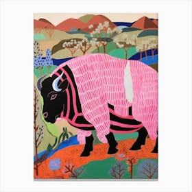 Maximalist Animal Painting Buffalo 1 Canvas Print