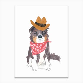 Cowboy Collie Canvas Print