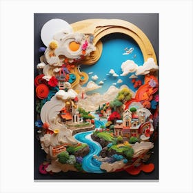 Chinese Paper Cut Art Canvas Print