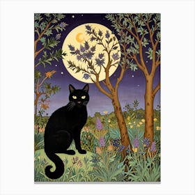 William Morris Black Cat In The Moonlight 16 Canvas Print